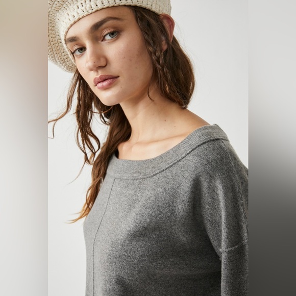 NWT FREE PEOPLE Jamie Pullover Sweater In Dark Heather Gray MSRP $148 Size S - Picture 4 of 11